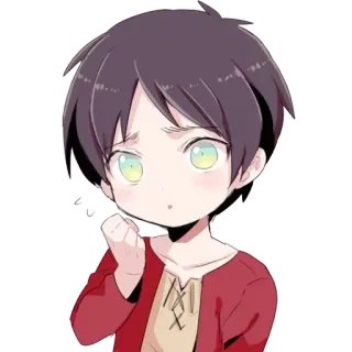😥 Eren Yeager Attack on Titan Anime, L'Attaque des Titans, Eren Yeager, Chibi, Autocollant telegram sticker