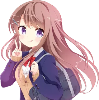✌️ Anime, Ragazza, Uniforme scolastica, Carina, Segno di pace telegram sticker