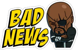 😔 Nick Fury BAD NEWS nick fury, marvel, más notícias, adesivo telegram sticker