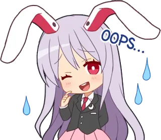 😅 OOPS... Anime, Chibi, Lindo, Conejo, Ups, Avergonzado whatsapp sticker