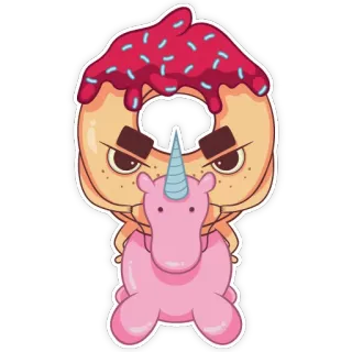 🐴 donat, unicorn, lucu, imut, merah muda, stiker telegram sticker