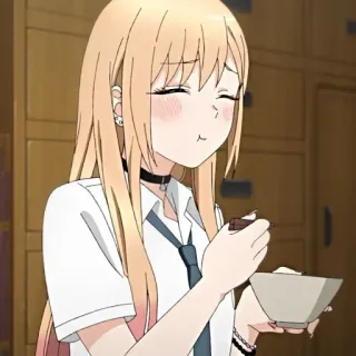 🥟 anime, girl, eating, cute, school uniform telegram sticker