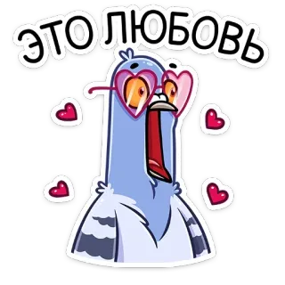💞 ЭТО ЛЮБОВЬ paloma, amor, corazón, gafas, dibujos animados, animal telegram sticker