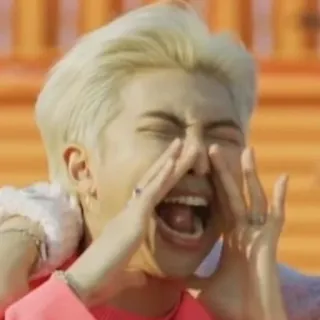 📢 RM kpop, bangtan, bts, idol, singer, shouting, person, namjoon telegram sticker