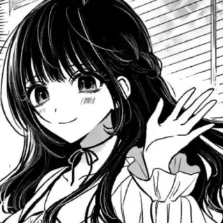 💖 anime, manga, dziewczyna, postać, czarne włosy, uśmiechnięta whatsapp sticker