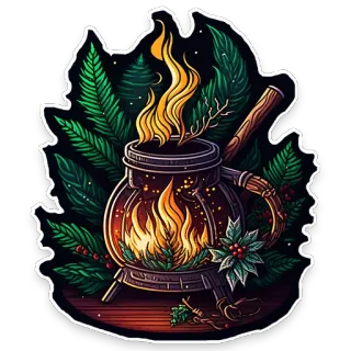 🔥 api, minuman, alam, ilustrasi, ramuan telegram sticker