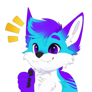 😊 animal, zorro, pulgar arriba, positivo, peludo, dibujo animado, lindo, ilustración telegram sticker