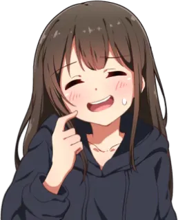 😅 Anime Mädchen, Süß, Lächeln, Cartoon, Fröhlich, Brünette, Heiter whatsapp sticker