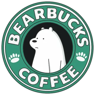 ☕ BEARBUCKS COFFEE медведь, кофе, пародия, Starbucks, смешной, наклейка, мультфильм telegram sticker