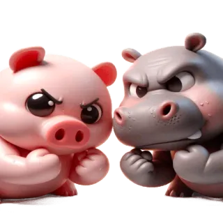 😤 cerdo, hipopótamo, dibujos animados, animal, enojado, personajes, mono telegram sticker