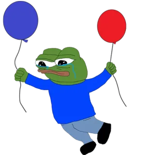 🎈 Pepe the Frog pepe, frosch, traurig, weinen, meme, internet, ballons telegram sticker