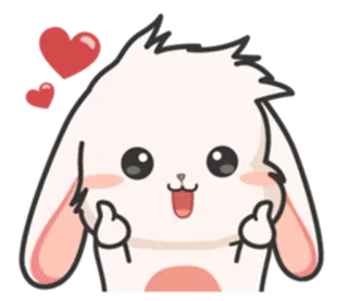 ⚪️ coniglio, coniglietto, carino, cuori, amore, adesivo telegram sticker