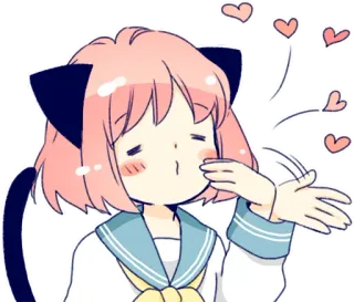 😘 Anya Anime, Desenho animado, Coração, Personagem, Kawaii, Fofo, Cabelo rosa telegram sticker