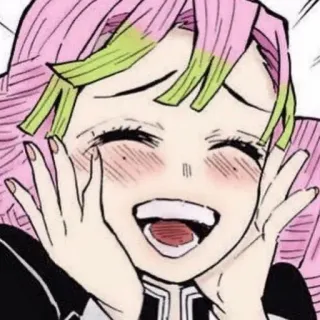 🌸 Mitsuri Kanroji Demon Slayer アニメ, 鬼滅の刃, 甘露寺蜜璃, 幸せ, 笑顔, キャラクター telegram sticker