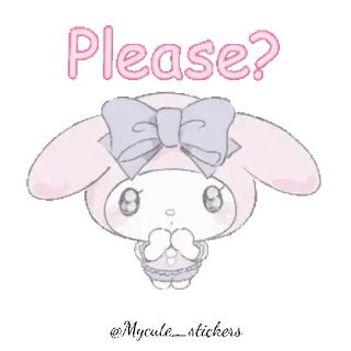🐰 My Melody Please? lindo, kawaii, sanrio, my melody, suplicando, rogando, petición telegram sticker