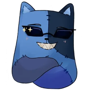 😎 เท่, แมว, สีน้ำเงิน, แว่นตา, ประกาย, ยิ้ม whatsapp sticker