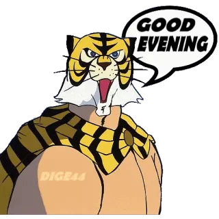 🌗 GOOD EVENING tygrys, zwierzę, powitanie, dobry wieczór telegram sticker
