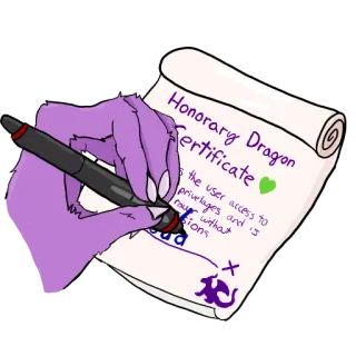 ✏️ Honorary Dragon Certificate
Is the user access to privileges and is without rations 龙, 证书, 荣誉, 幻想, 紫色, 卷轴, 特权 whatsapp sticker