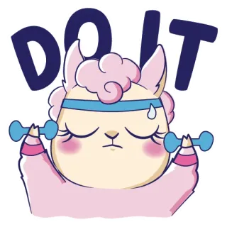 💪 DO IT lama, esercizio, palestra, motivazionale, allenamento, carino, cartone animato whatsapp sticker