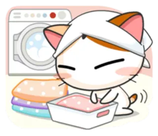 👕 gato, lavandería, lavadora, limpieza, lindo, dibujos animados telegram sticker