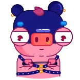👮‍♂️ cartoon, character, pink, blue, creature, fantasy whatsapp sticker