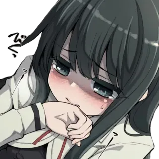 🖤 Anime, Manga, Triste, Chica, Llorando, Emocional, Personaje telegram sticker