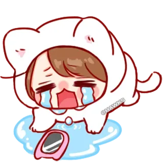 💞 @HAWKS khóc, buồn, anime, mèo, chibi, kawaii telegram sticker