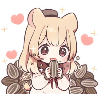 😋 애니메이션 여자, 귀여운, 햄스터, 카와이, 치비, 만화 telegram sticker