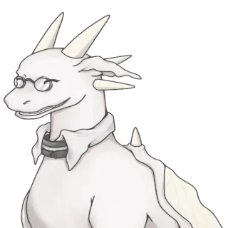 😄 มังกร, แว่นตา, สีขาว, แอนโทร, การ์ตูน, สัตว์เลื้อยคลาน telegram sticker