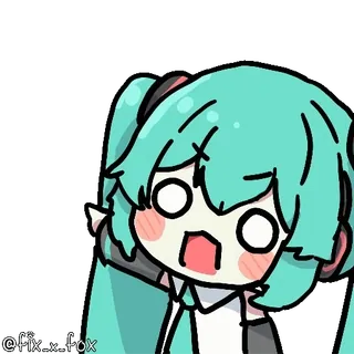 👈 Hatsune Miku @fix-x-fox アニメ, マンガ, ボーカロイド, 可愛い, ちび, カワイイ, アート telegram sticker