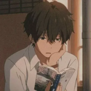 🖤 Houtarou Oreki Hyouka Anime, Garçon, Lecture, Mignon, Étudiant, Cheveux bruns telegram sticker