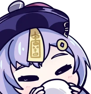 ☕️ Qiqi Genshin Impact ฉีฉี, เก็นชินอิมแพ็กต์, อนิเมะ, น่ารัก, วิดีโอเกม, ตัวละคร, กิน telegram sticker