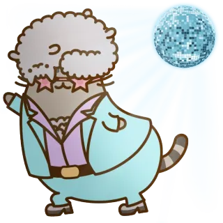 💃 Pusheen 猫, ディスコ, ダンス, レトロ, パーティー, 漫画 telegram sticker