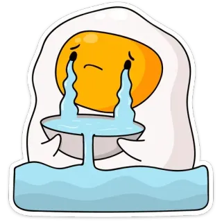 😭 telur, menangis, sedih, air mata, mangkuk, emoji, kartun, makanan telegram sticker