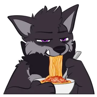 🍝 lobo, espaguete, comida, desenho animado, animal, massa telegram sticker