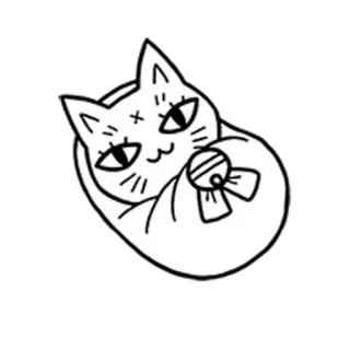 👶 Katze, Kätzchen, Tier, süß, Haustier, Cartoon, Glocke telegram sticker