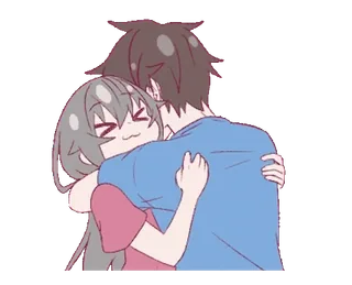 ❤️ Anime, Ôm, Cặp đôi, Dễ thương, Tình cảm, Tình yêu, Lãng mạn telegram sticker