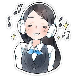🎶 muziek, koptelefoon, meisje, luisteren, schattig, anime telegram sticker