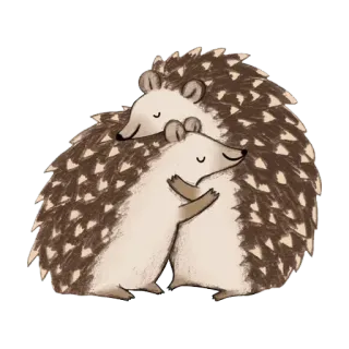 🦔 เม่น, สัตว์, น่ารัก, กอด, รัก, มิตรภาพ telegram sticker