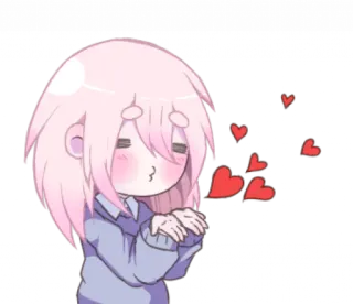 😘 Anime, Kartun, Hati, Cinta, Imut, Cium jauh, Chibi telegram sticker