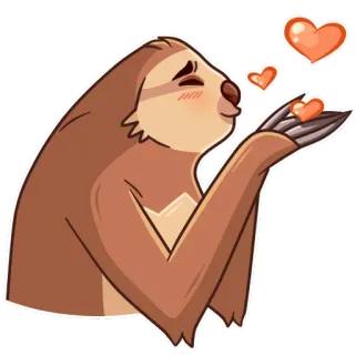 😘 bicho-preguiça, animal, amor, coração, fofo, desenho animado, carinhoso telegram sticker