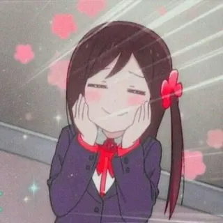 🕸 anime, słodkie, kawaii, manga, dziewczyna, szczęśliwy, uśmiechnięty telegram sticker