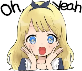😃 Oh Yeah Anime, Dziewczyna, Wyraz, Słodkie, Szczęśliwy, Blond Włosy whatsapp sticker