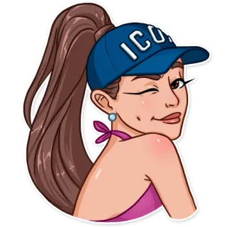 😉 ICON donna, ragazza, occhiolino, icona, cartone animato, adesivo telegram sticker