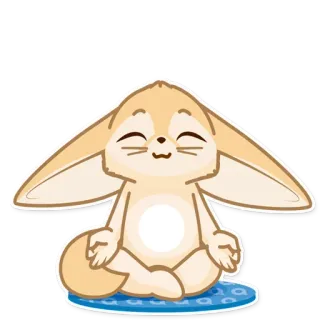 🙏 volpe fennec, meditazione, yoga, carino, cartone animato, animale telegram sticker