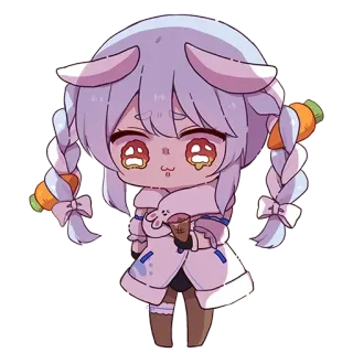 🥺 cute, anime, rabbit, cartoon, chibi, kawaii, sticker, digital art whatsapp sticker
