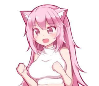 😃 Anime, Neko, Cheveux roses, Mignon, Dessin animé telegram sticker