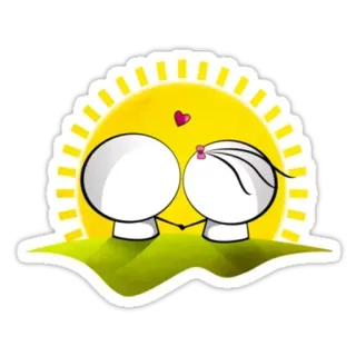 ❤ liefde, koppel, cartoon, zon, schattig, kus telegram sticker