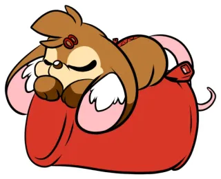 💤 Dessin animé, Animal, Mignon, Dormant, Brun, Rouge, Souris, Animal dessin animé telegram sticker