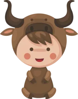 😏 anak, hewan, kostum, banteng, kartun, imut telegram sticker